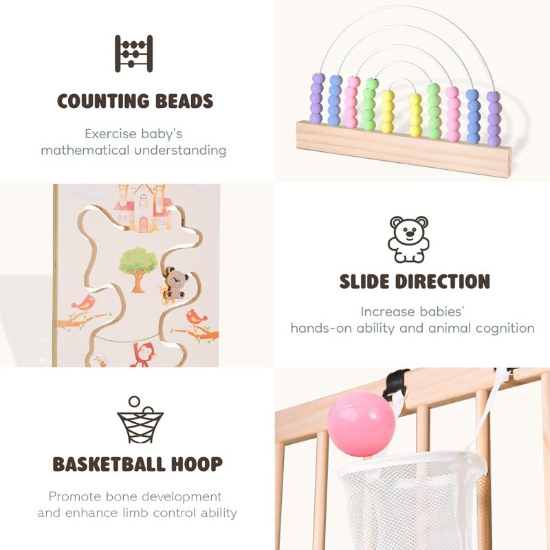 Smooth sanded wood surface of the playpen frame